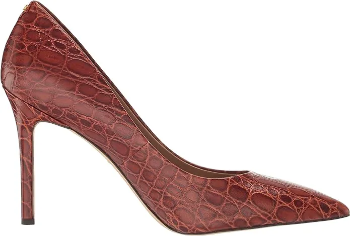 Sam Edelman Hazel Brown Croco Stiletto Heeled Dress Pointed Toe Wide Fashion Pumps