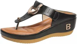 Sandals for Women 2025 Wedge Arch Support Flip Flops Sandals Summer Casual Outdoor Beach Open Toe Slippers