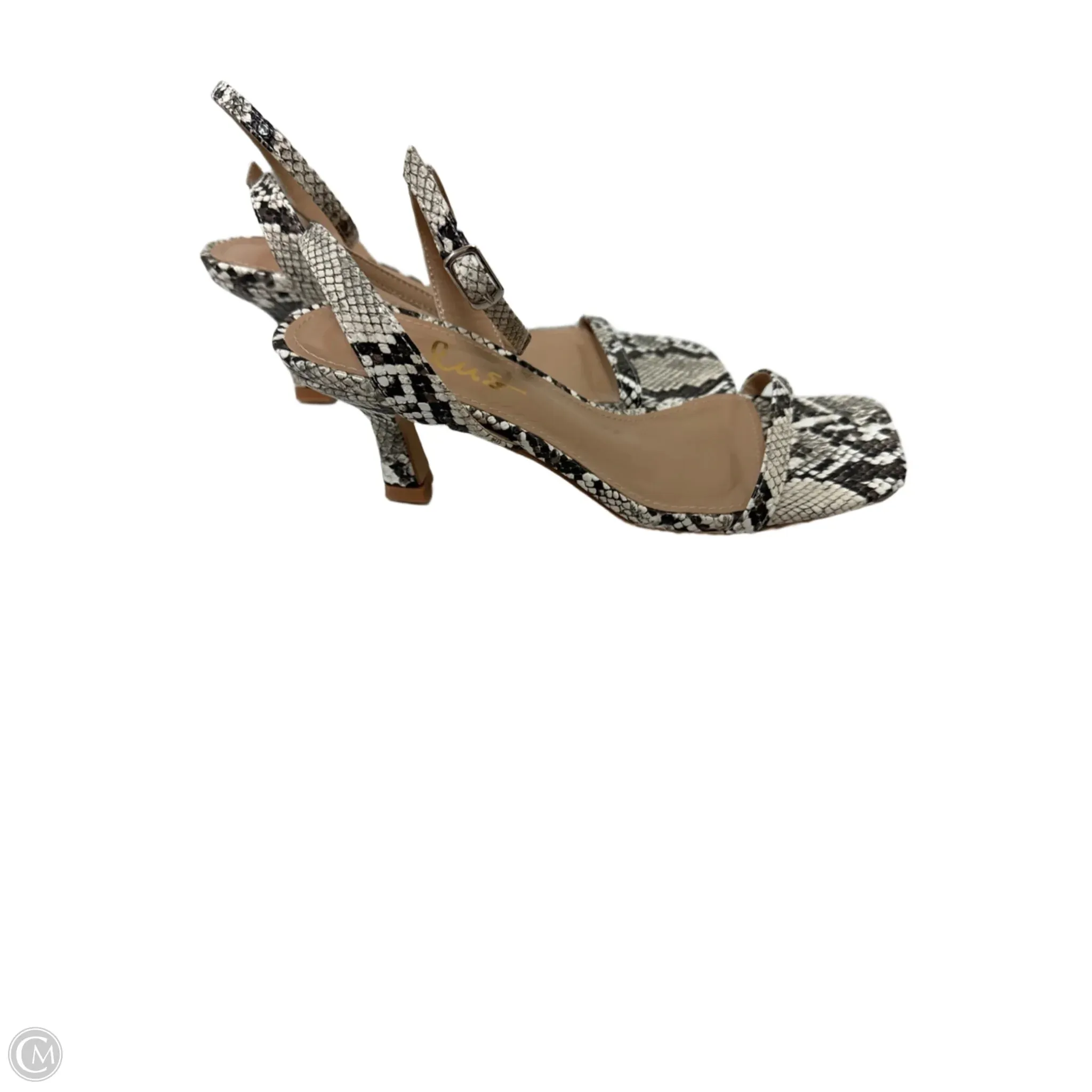 Sandals Heels Kitten By Lulus In Snakeskin Print, Size: 5.5