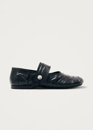Shay Black Leather Ballet Flats