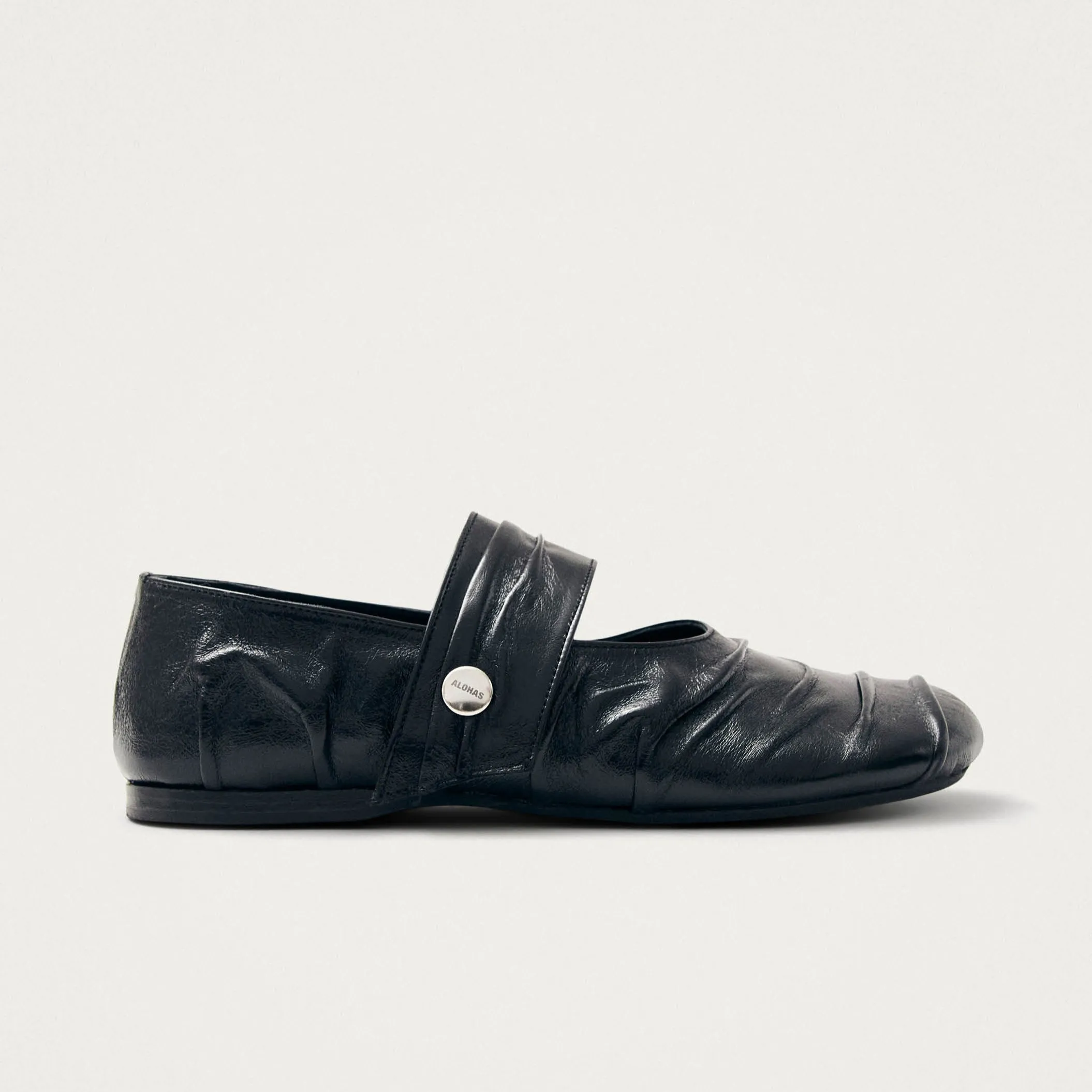 Shay Black Leather Ballet Flats