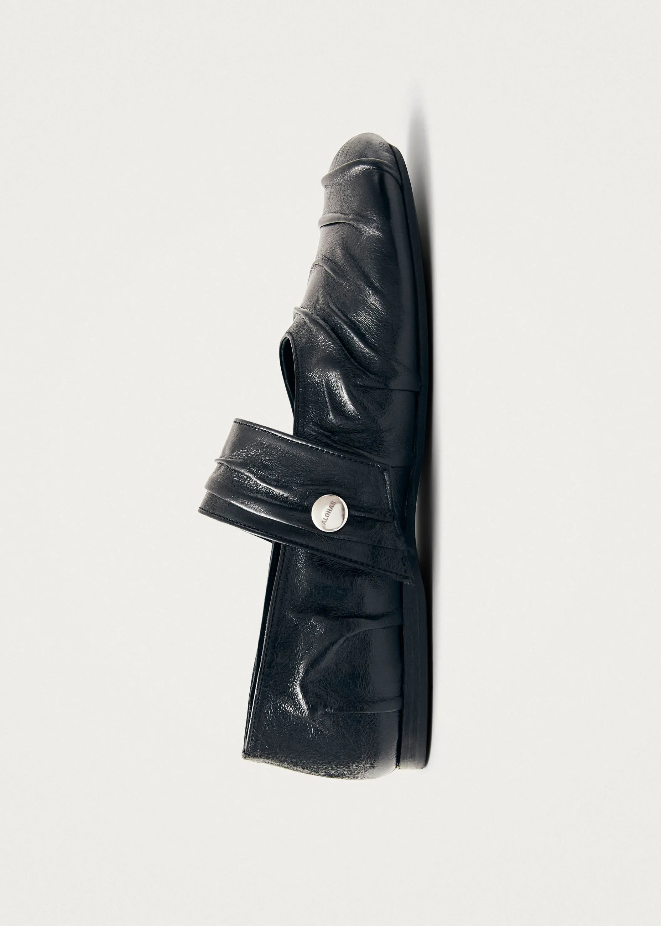 Shay Black Leather Ballet Flats