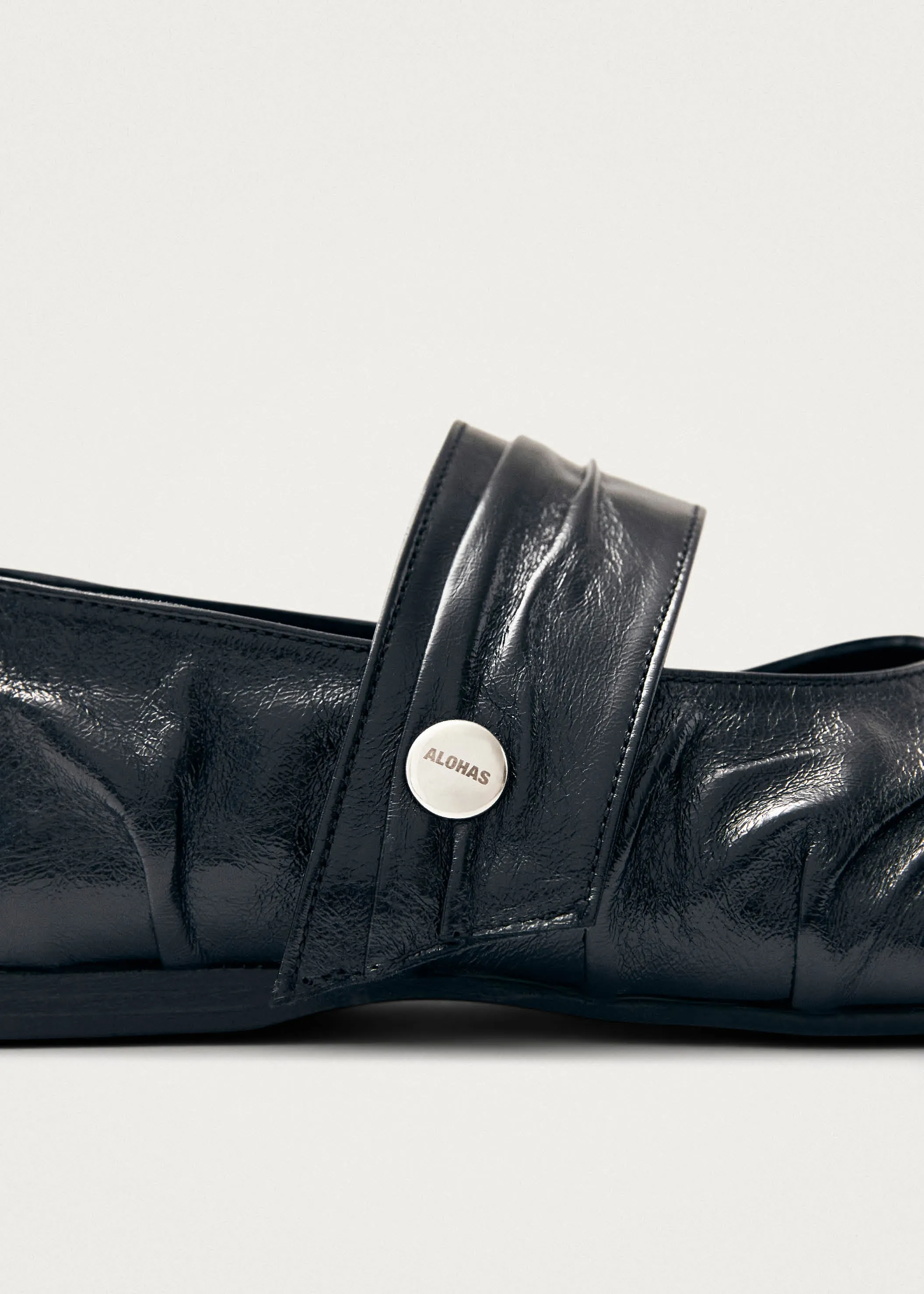Shay Black Leather Ballet Flats