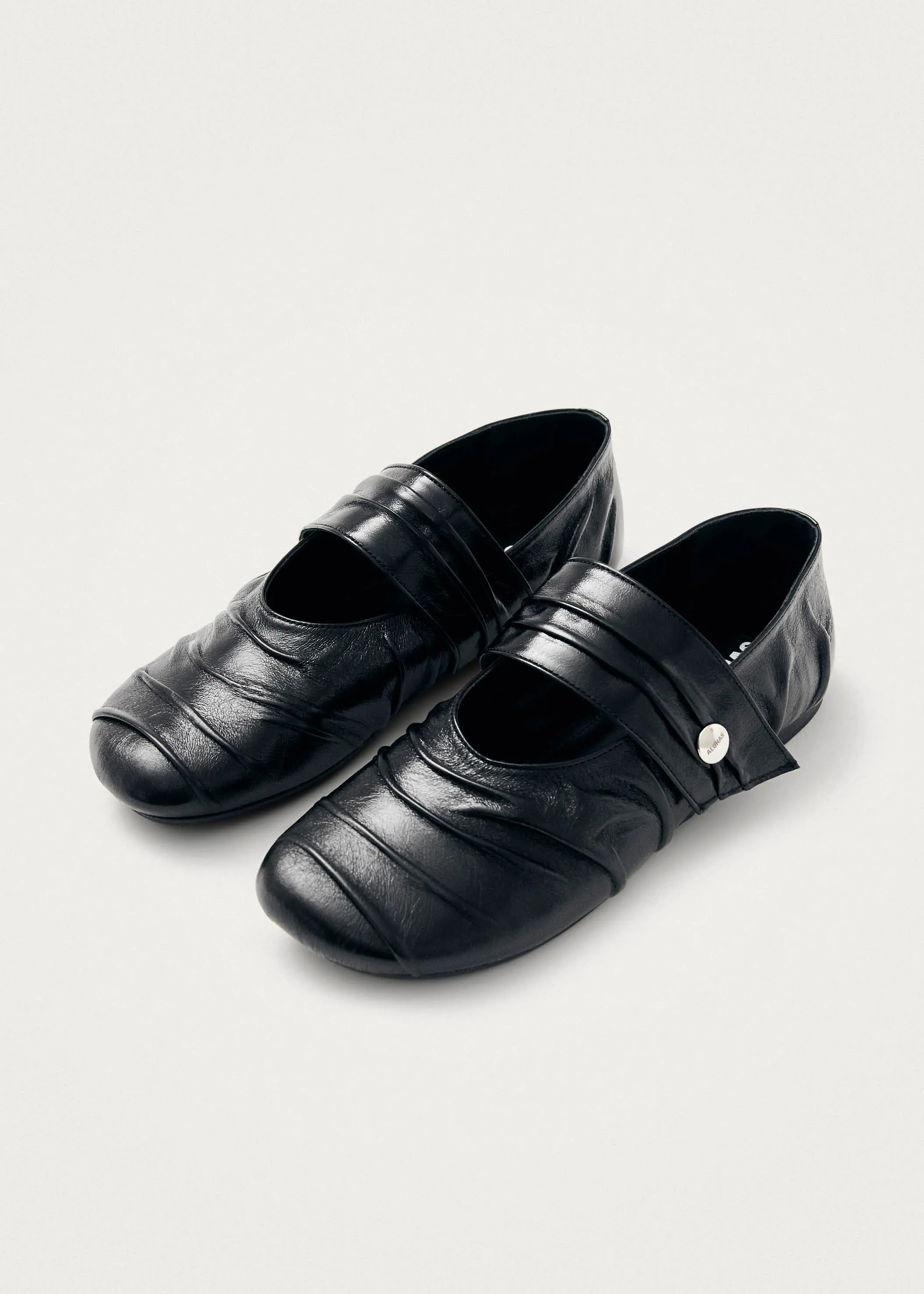 Shay Black Leather Ballet Flats