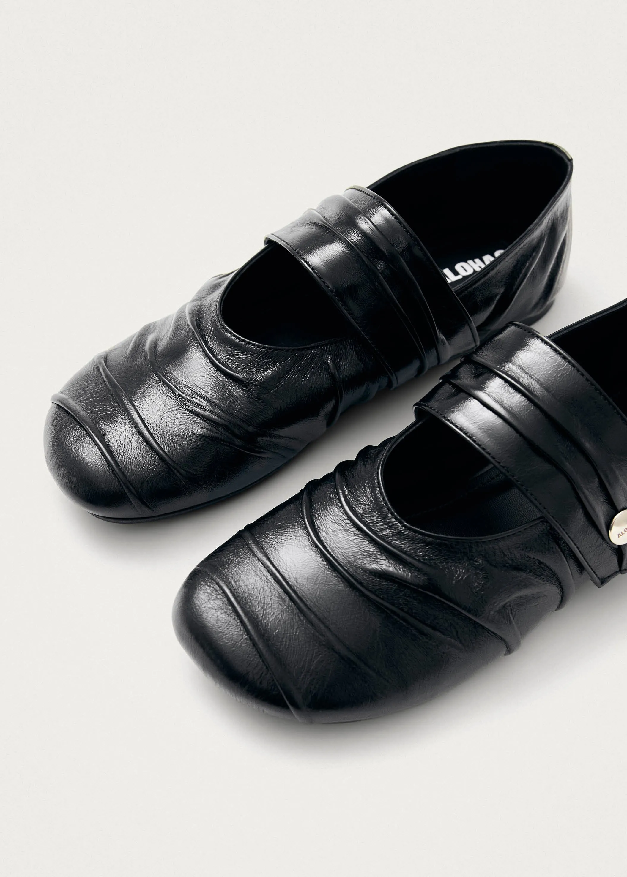 Shay Black Leather Ballet Flats
