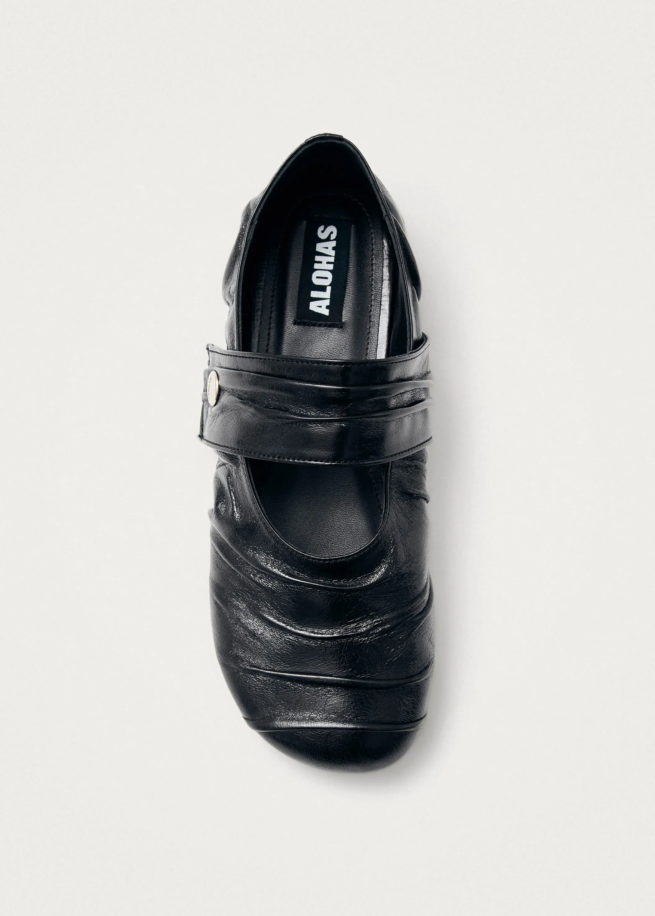 Shay Black Leather Ballet Flats
