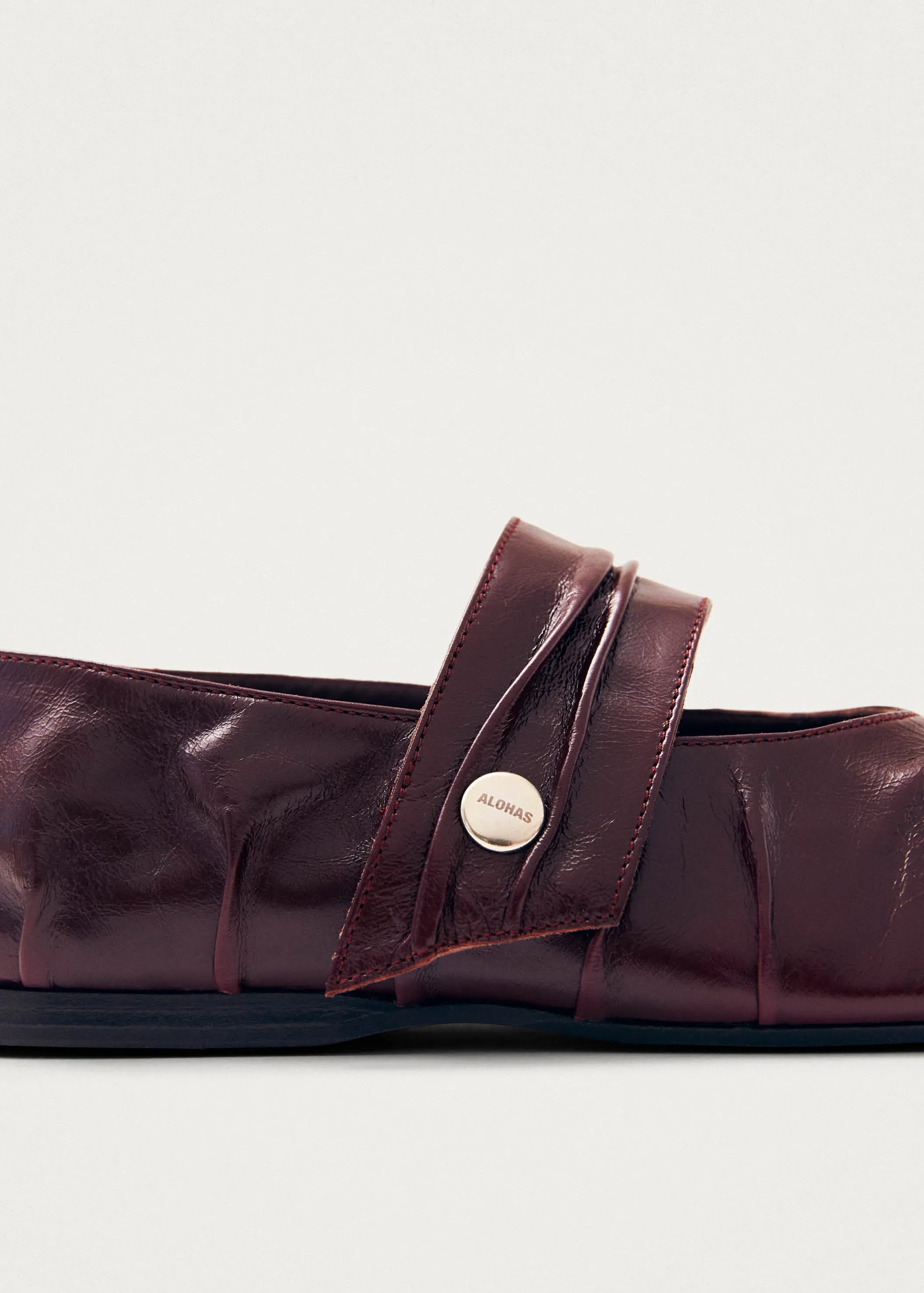 Shay Burgundy Leather Ballet Flats