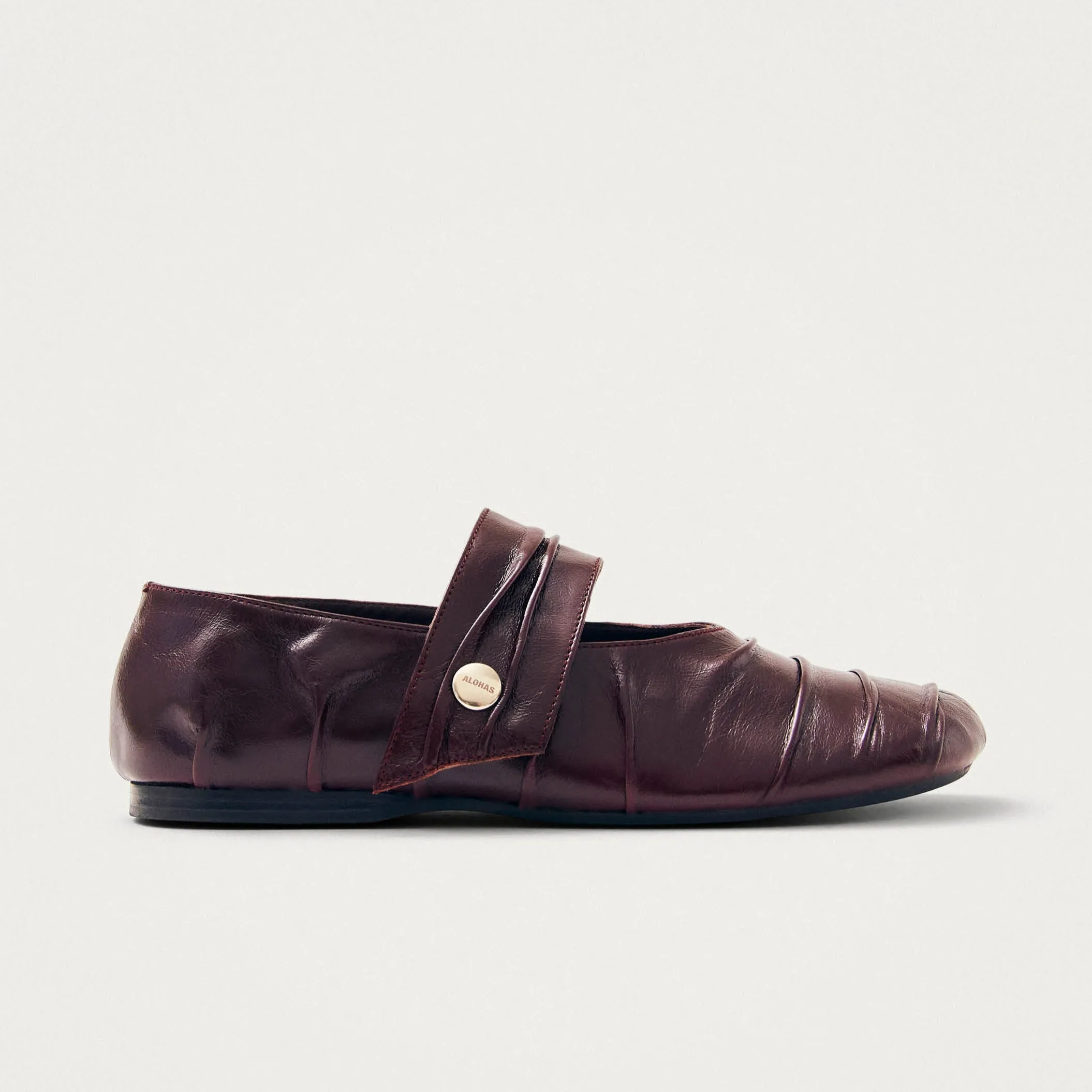 Shay Burgundy Leather Ballet Flats