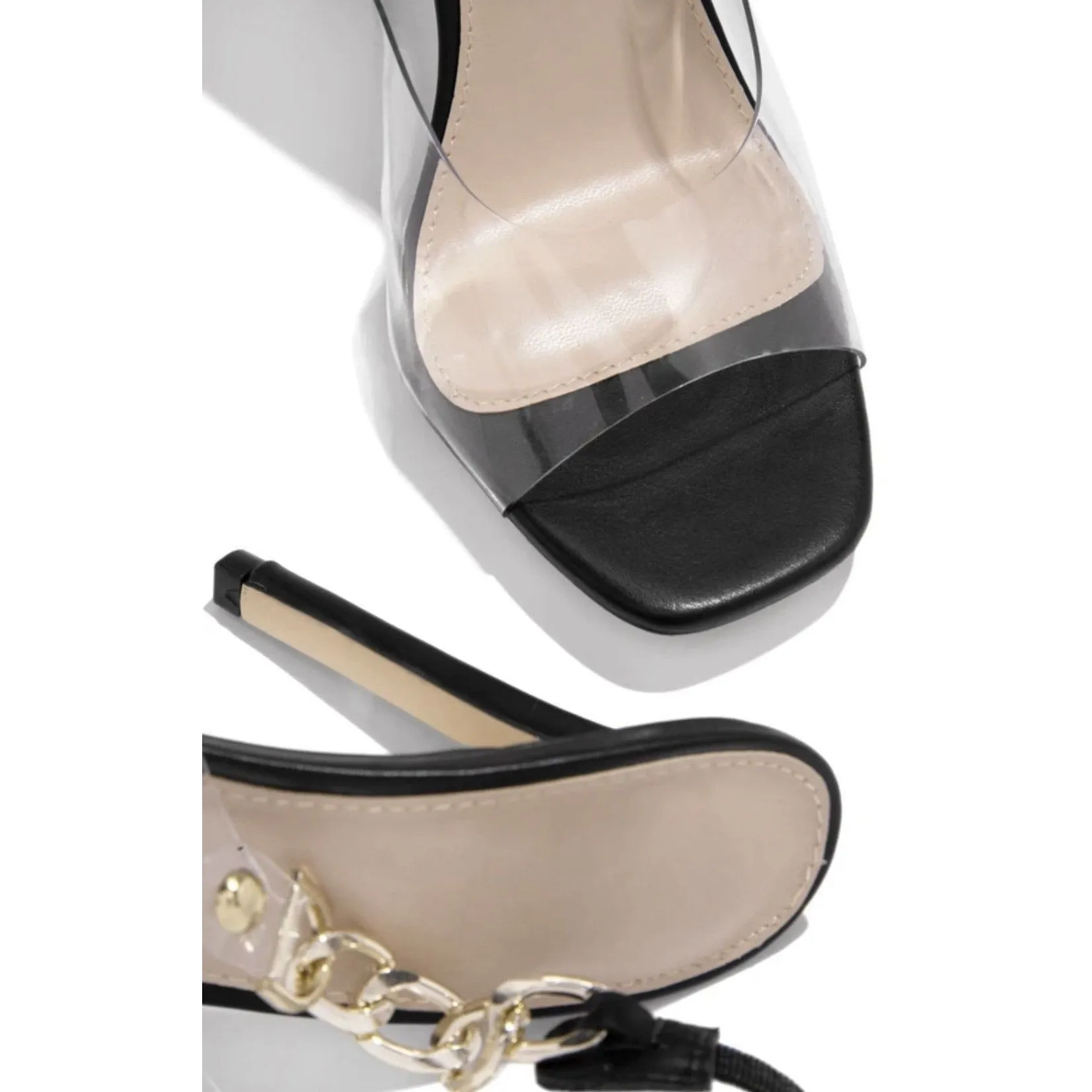 Shelli Chain Slingback Stiletto Heel (Black)