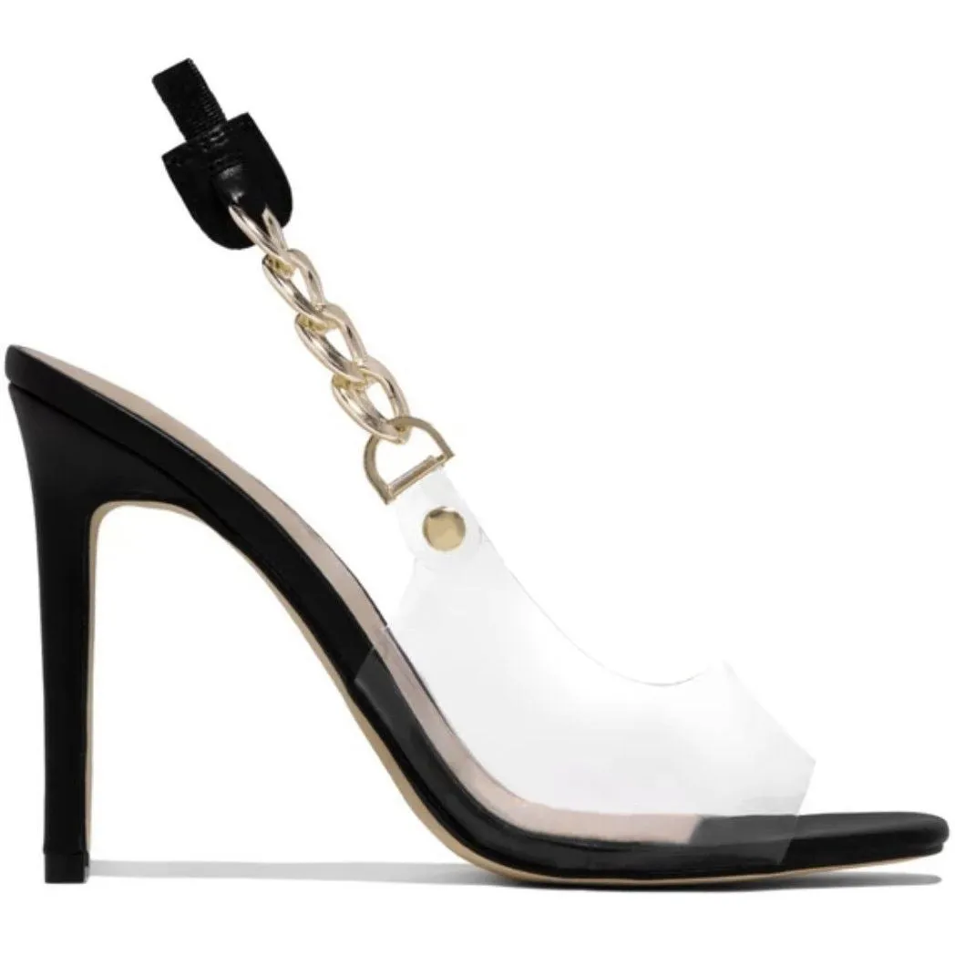 Shelli Chain Slingback Stiletto Heel (Black)