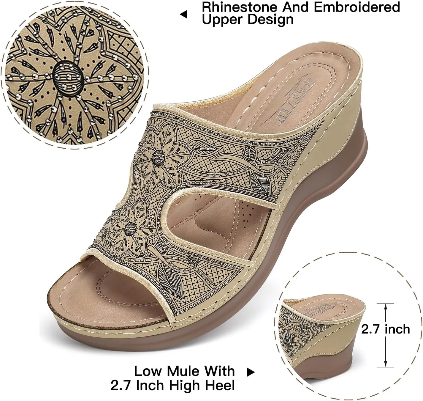 SHIBEVER Wedge Sandals For Women Dressy: Comfortable Summer - Slip On Womens Sandal