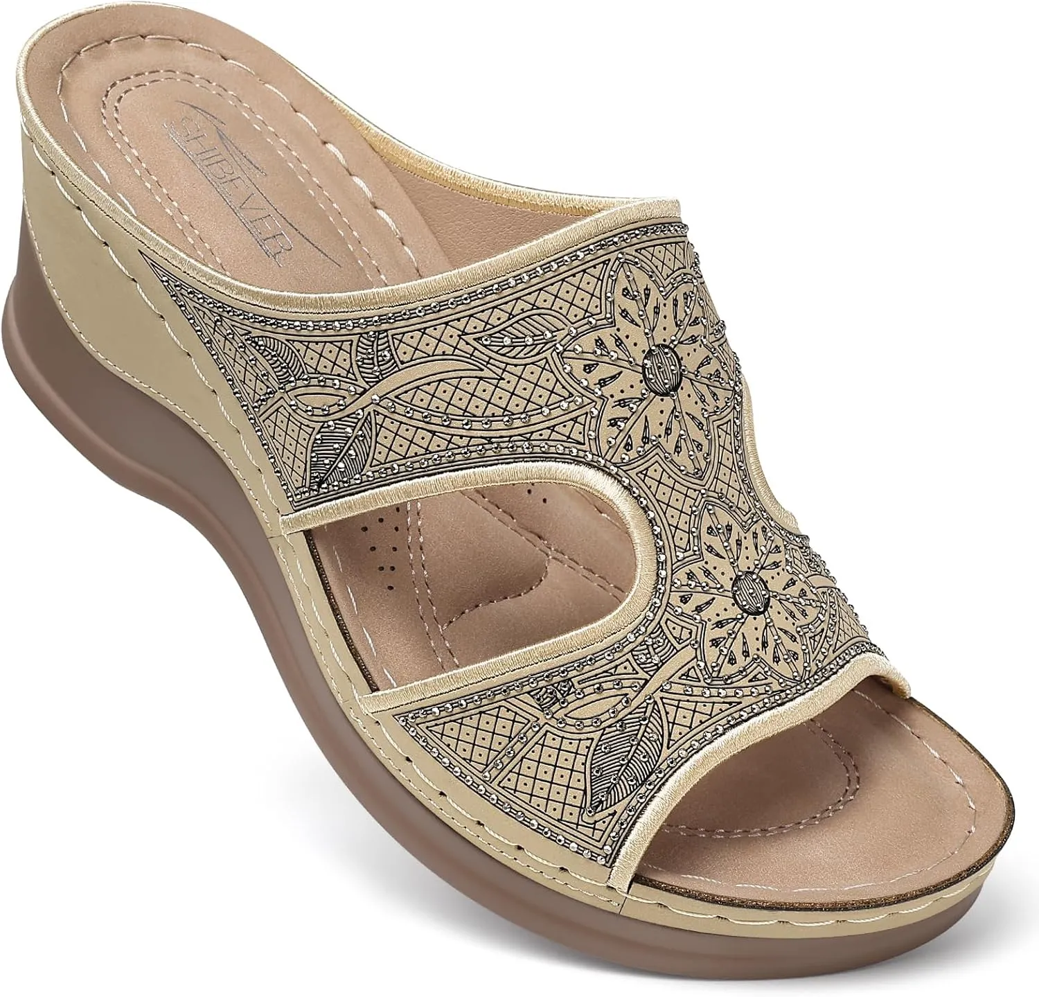 SHIBEVER Wedge Sandals For Women Dressy: Comfortable Summer - Slip On Womens Sandal