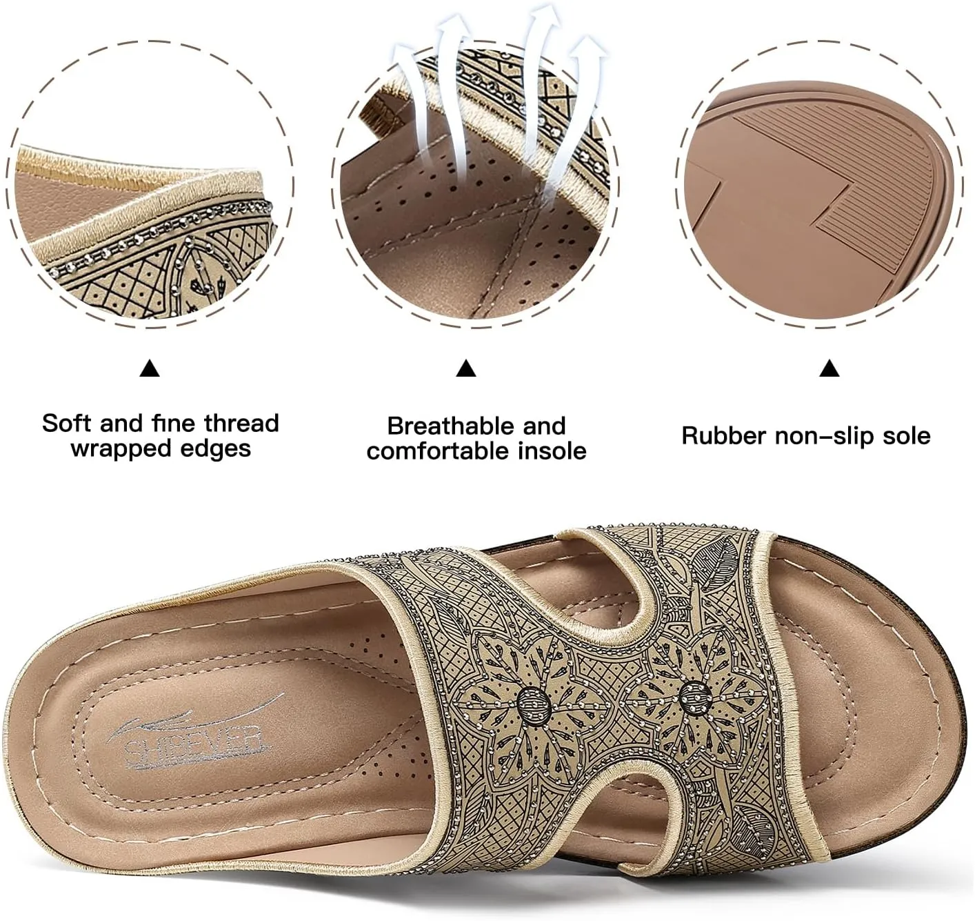 SHIBEVER Wedge Sandals For Women Dressy: Comfortable Summer - Slip On Womens Sandal