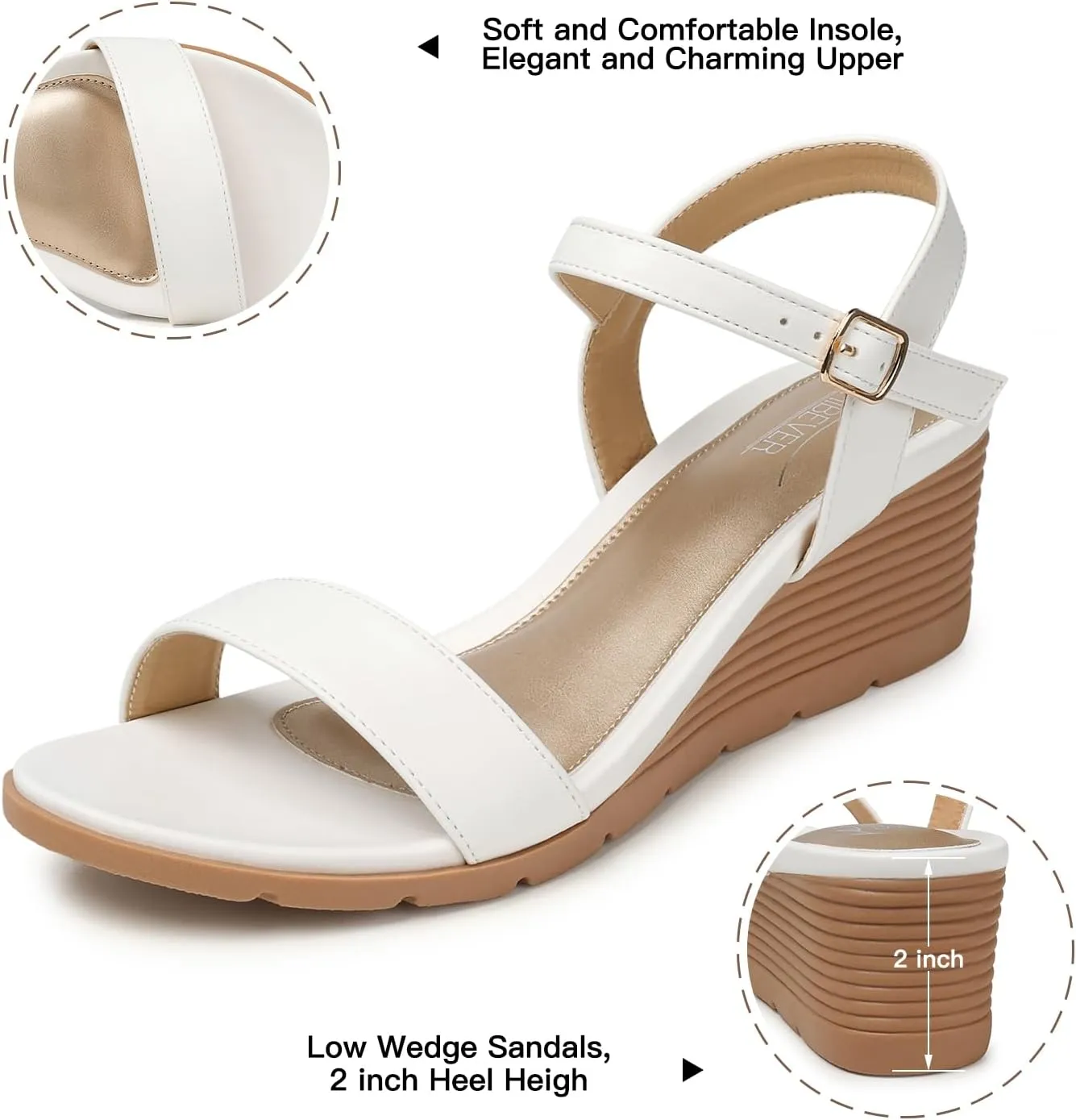 SHIBEVER Womens Sandals Wedge Low: Buckle Ankle Strap Wedge Sandal - Dressy Sandals Women - Comfortable Summer