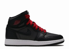 Jordan 1 Retro High Black Satin Gym Red (GS) cross - country runner