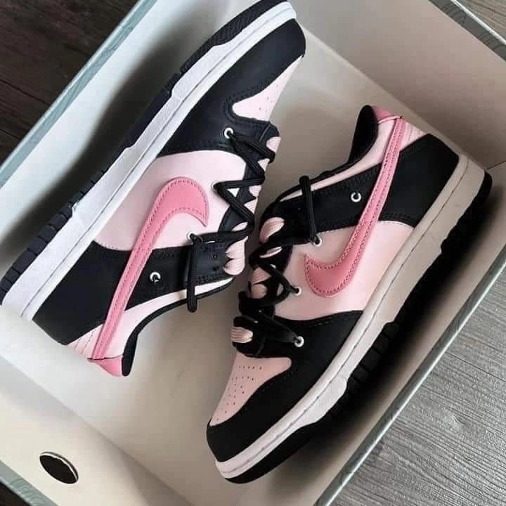 Nike Dunk low Pink black custom narrow - toe shoes