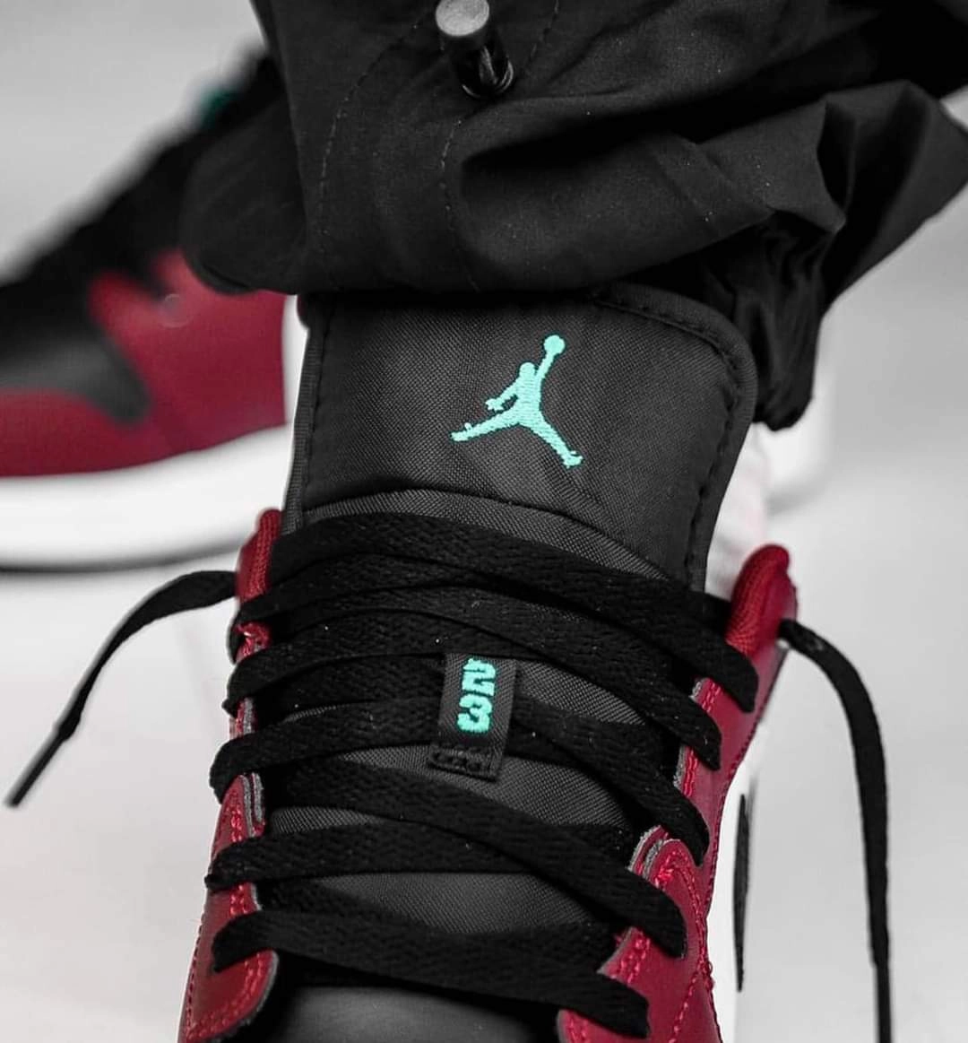 Jordan 1 Low Dark Beetroot Black Roman Gree Recycled fabric