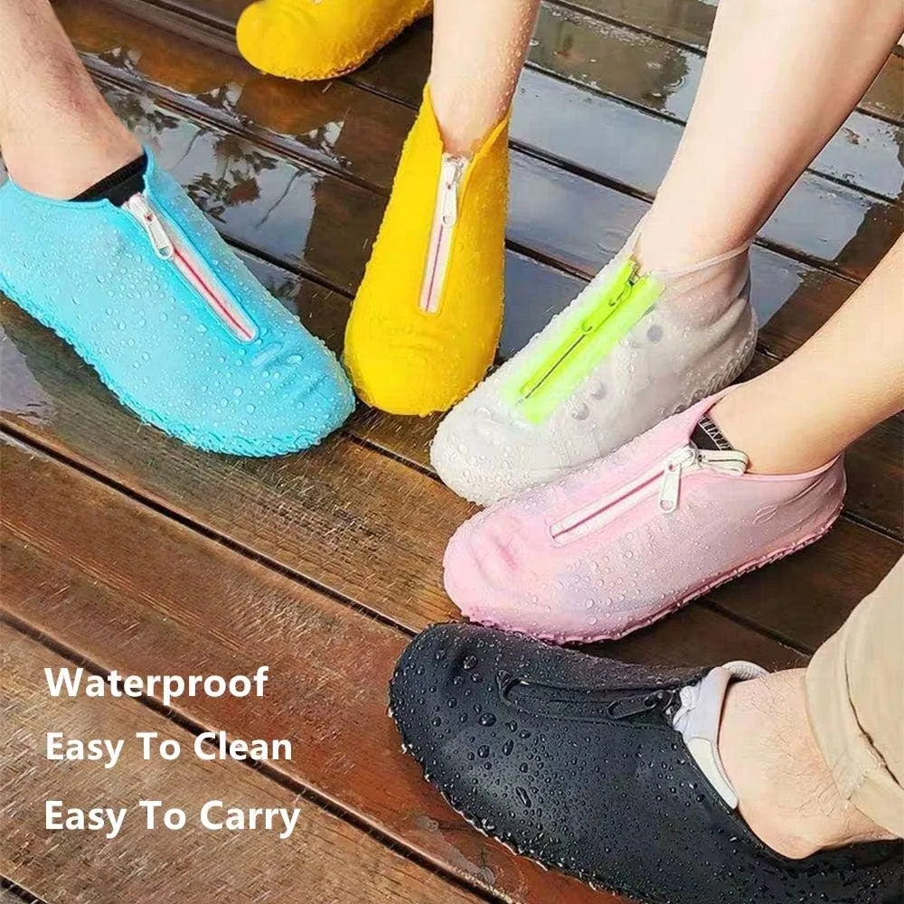 Shoe Covers Waterproof Reusable Foldable Not-Slip Rain Shoe Covers with Zipper,Shoe Protectors Overshoes Rain Galoshes for Kids Men and Women