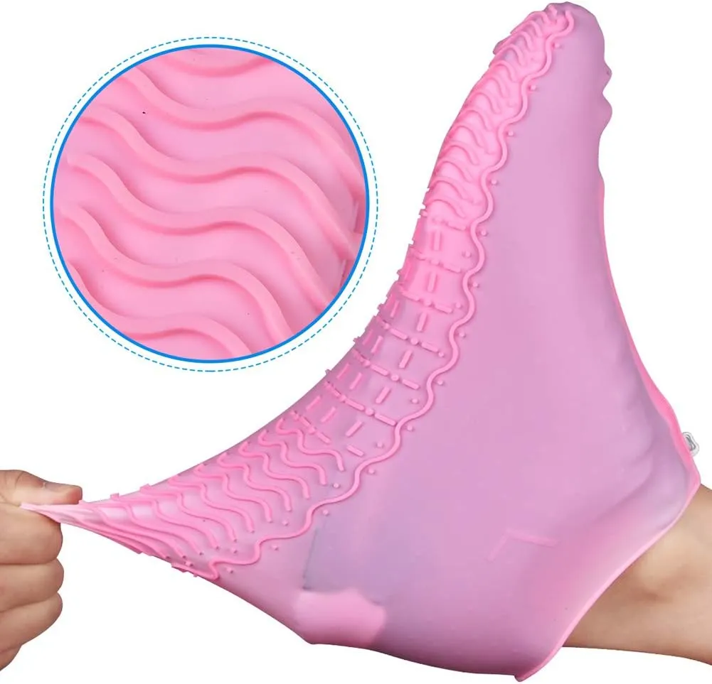 Shoe Covers Waterproof Reusable Foldable Not-Slip Rain Shoe Covers with Zipper,Shoe Protectors Overshoes Rain Galoshes for Kids Men and Women
