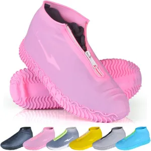 Shoe Covers Waterproof Reusable Foldable Not-Slip Rain Shoe Covers with Zipper,Shoe Protectors Overshoes Rain Galoshes for Kids Men and Women