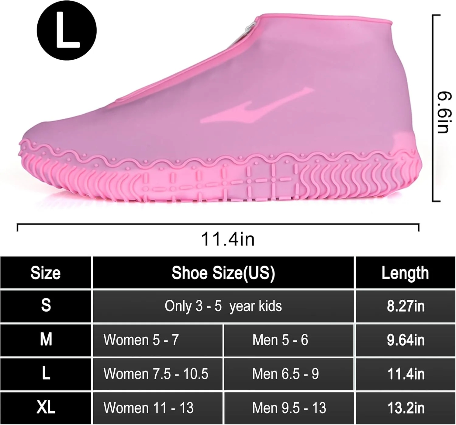 Shoe Covers Waterproof Reusable Foldable Not-Slip Rain Shoe Covers with Zipper,Shoe Protectors Overshoes Rain Galoshes for Kids Men and Women