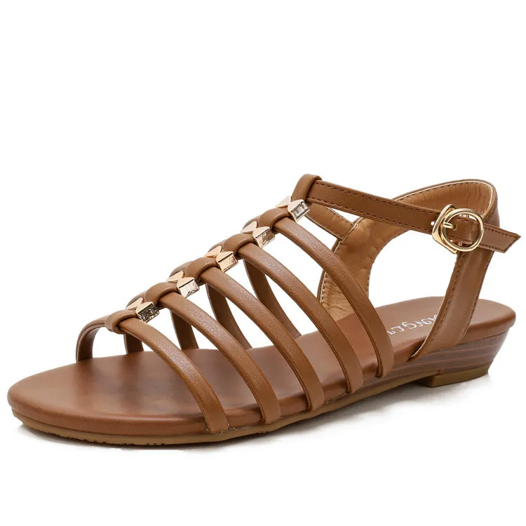 SIKETU | Flat Gladiator Sandals With Buckle Closure