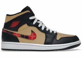 Oversized Tongue Breathable touch Air Jordan 1 Mid Tartan Swoosh