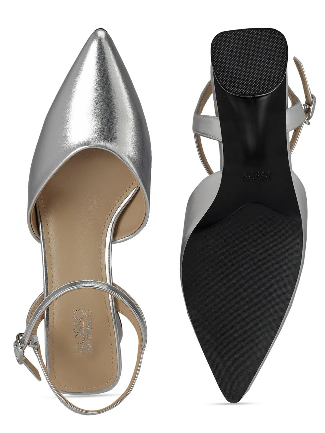 Silver Pointed Toe Heels