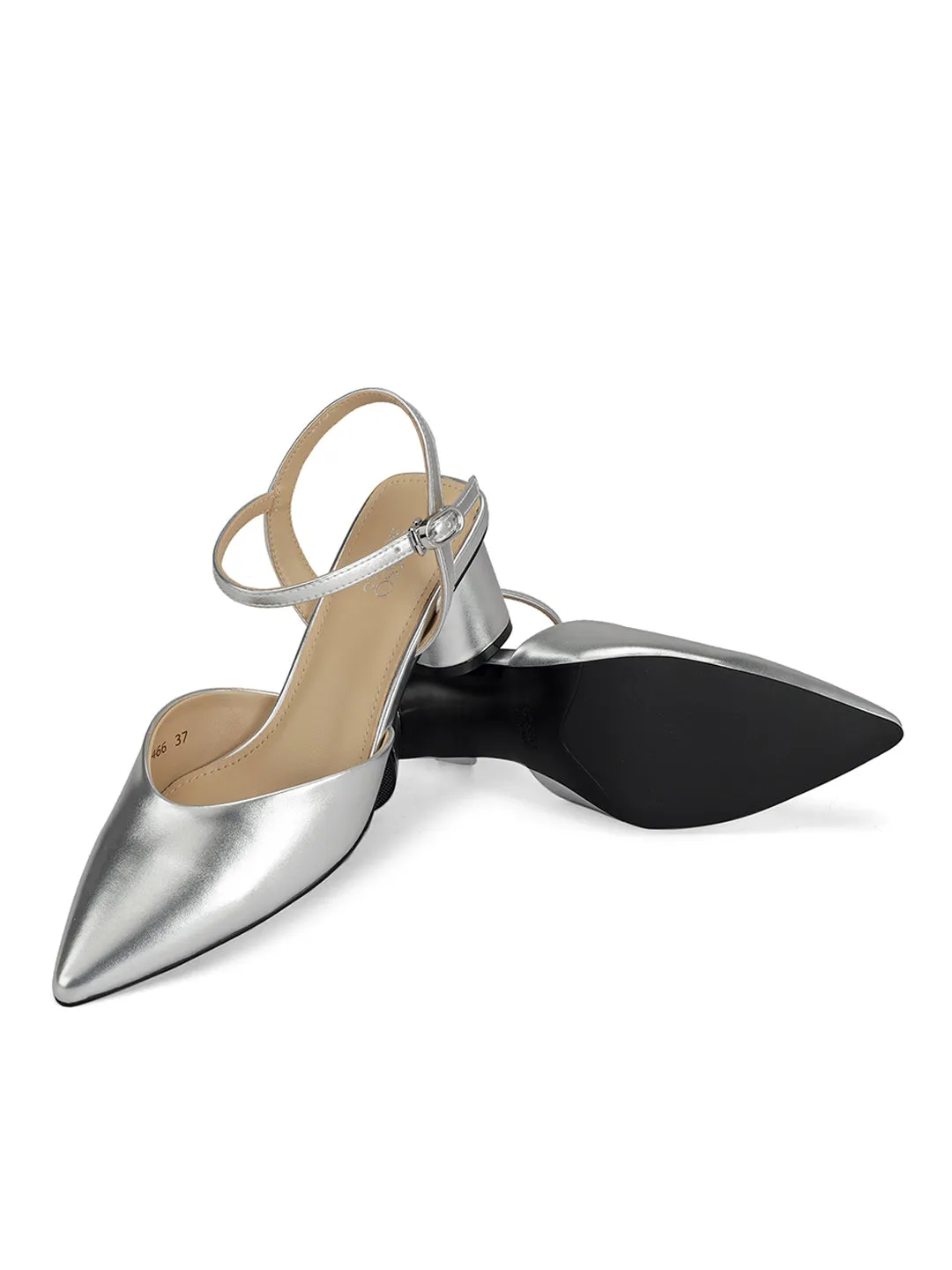 Silver Pointed Toe Heels