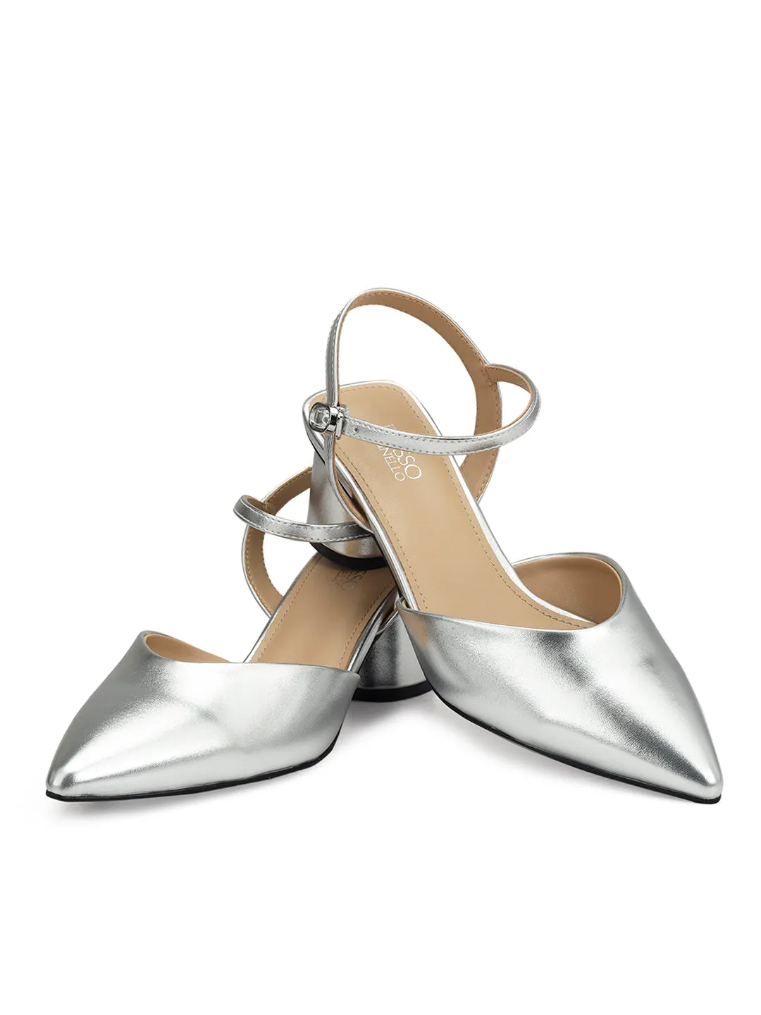 Silver Pointed Toe Heels
