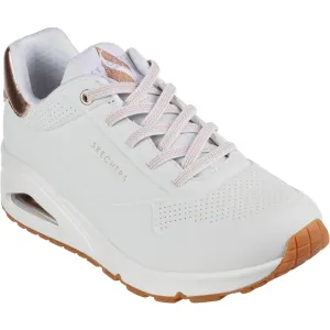 Skechers Womens Uno - Shimmer Away 155196-WHT White Lace Up Shoe