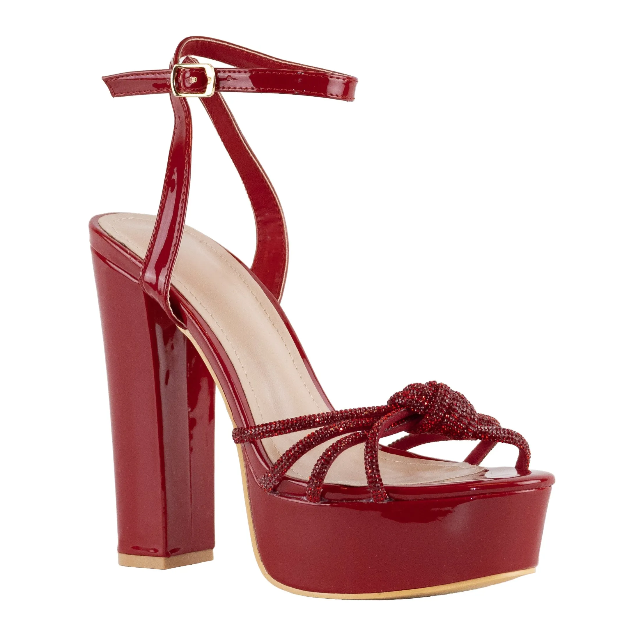 Skyline - Embellished Block Heel Ankle Strap Sandals, Platform Design, Glamorous Summer Footwear, Perfect for Parties or Special Occasions