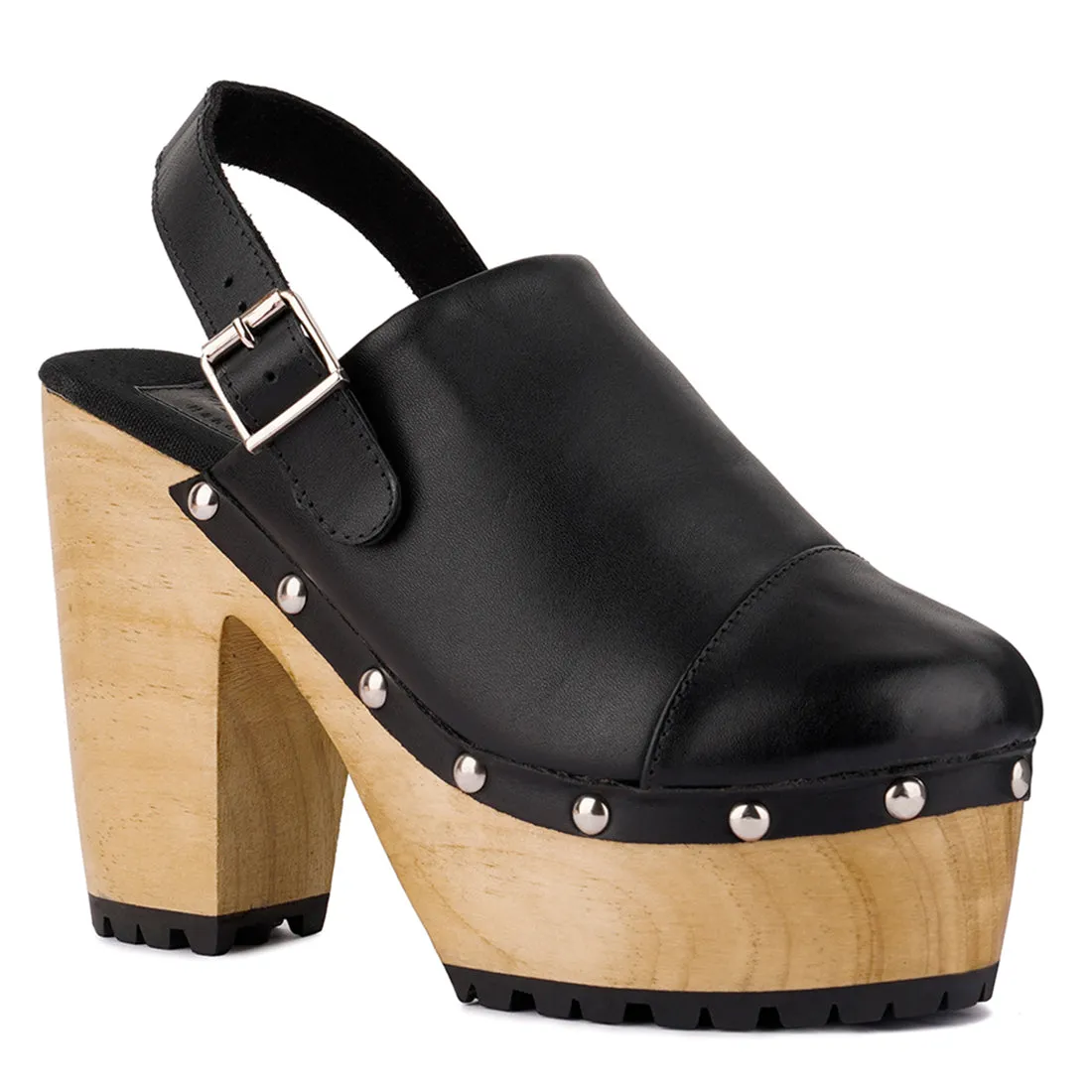 Slingback High Block Heeled Clogs