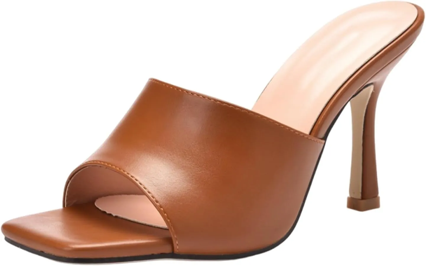 Slip on Elegant Pumps Women's Hight Heeled Sandals with Open Toes Square Toes and Stiletto Heels