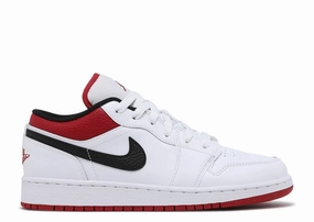 Breathable Ventilation Jordan 1 Low White Gym Red (GS)