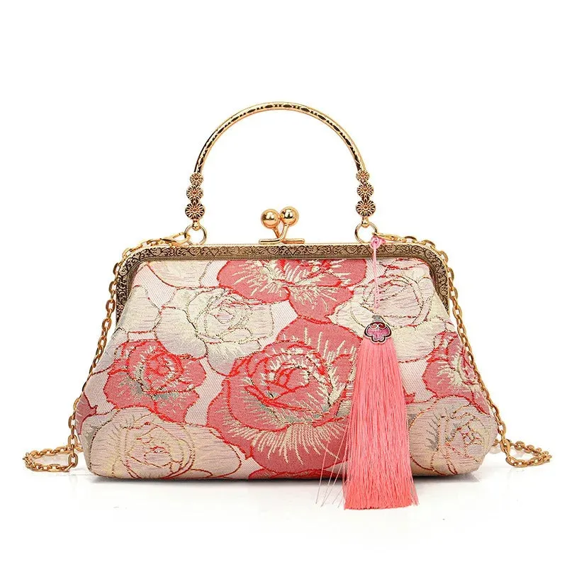 Smell the Roses Floral Clutch Handbag
