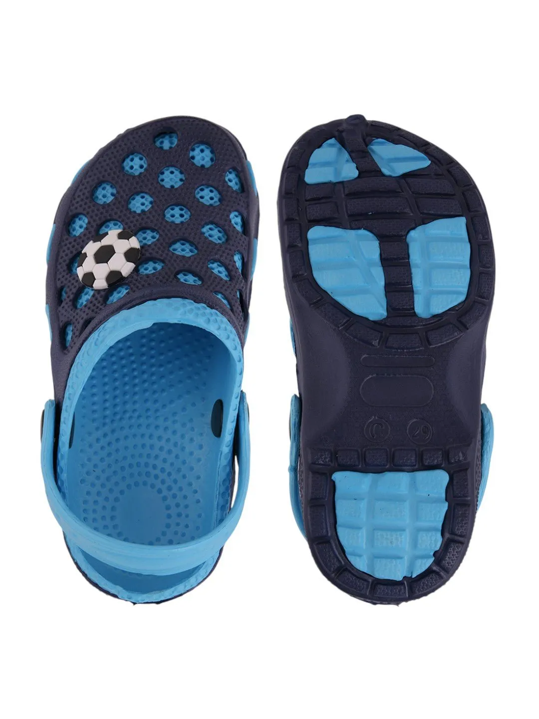 Soccer Ball Design Clogs for Boys- Blue