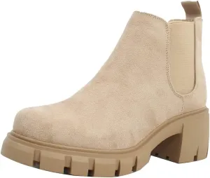 Soda Women's Faux Leather Chelsea Pull On Lug Ankle Boots