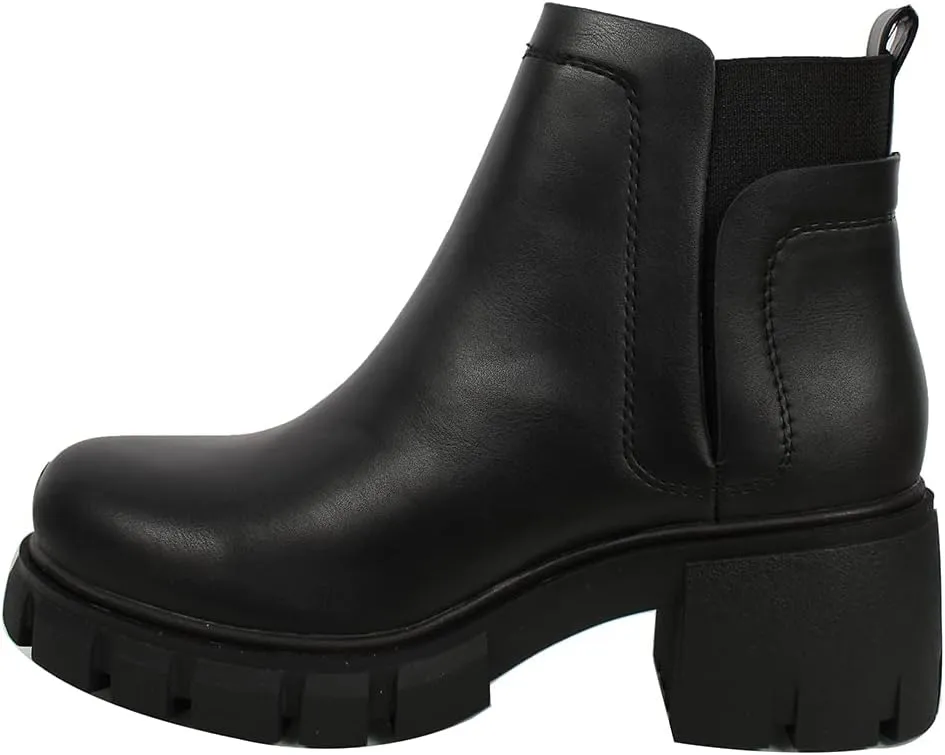 Soda Women's Faux Leather Chelsea Pull On Lug Ankle Boots