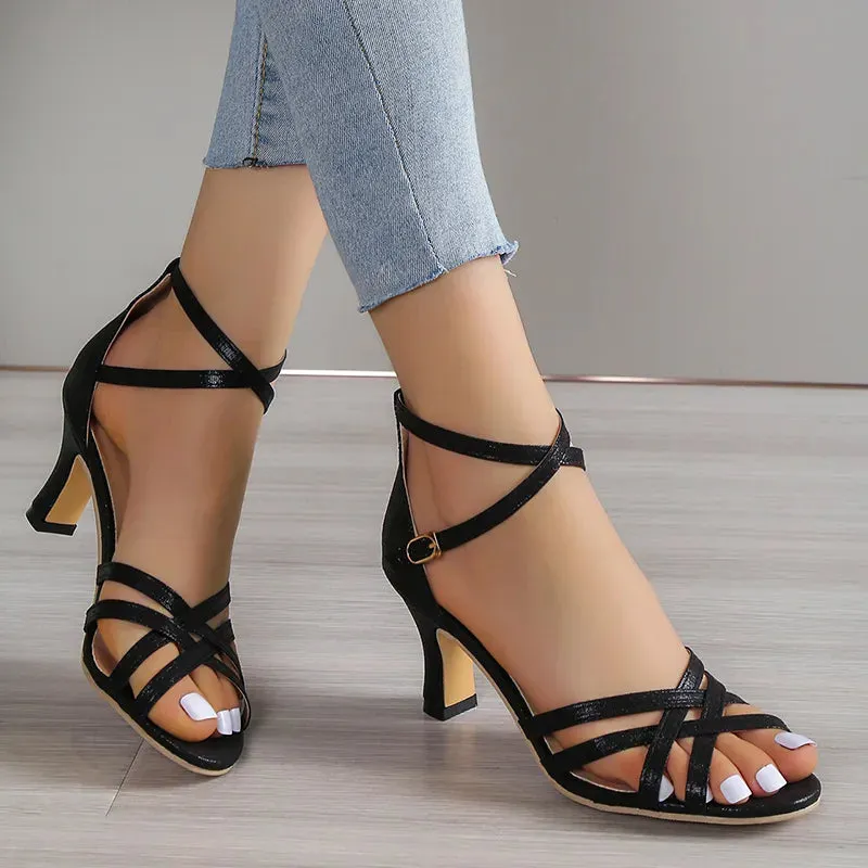 Sohiwoo Plus Size 43 High Heel Gladiator Sandal Women Ankle Cross Strap Summer Sandals Woman Open Toe Sandalias De Mujer Verano