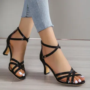 Sohiwoo Plus Size 43 High Heel Gladiator Sandal Women Ankle Cross Strap Summer Sandals Woman Open Toe Sandalias De Mujer Verano