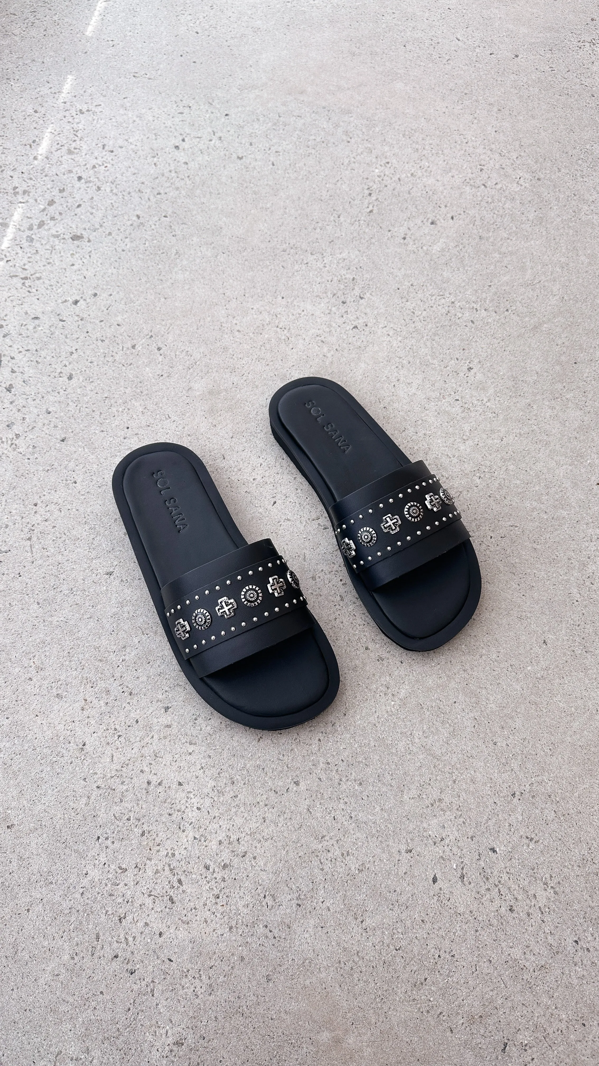 Sol Sana Cleo Slide - Black / Silver