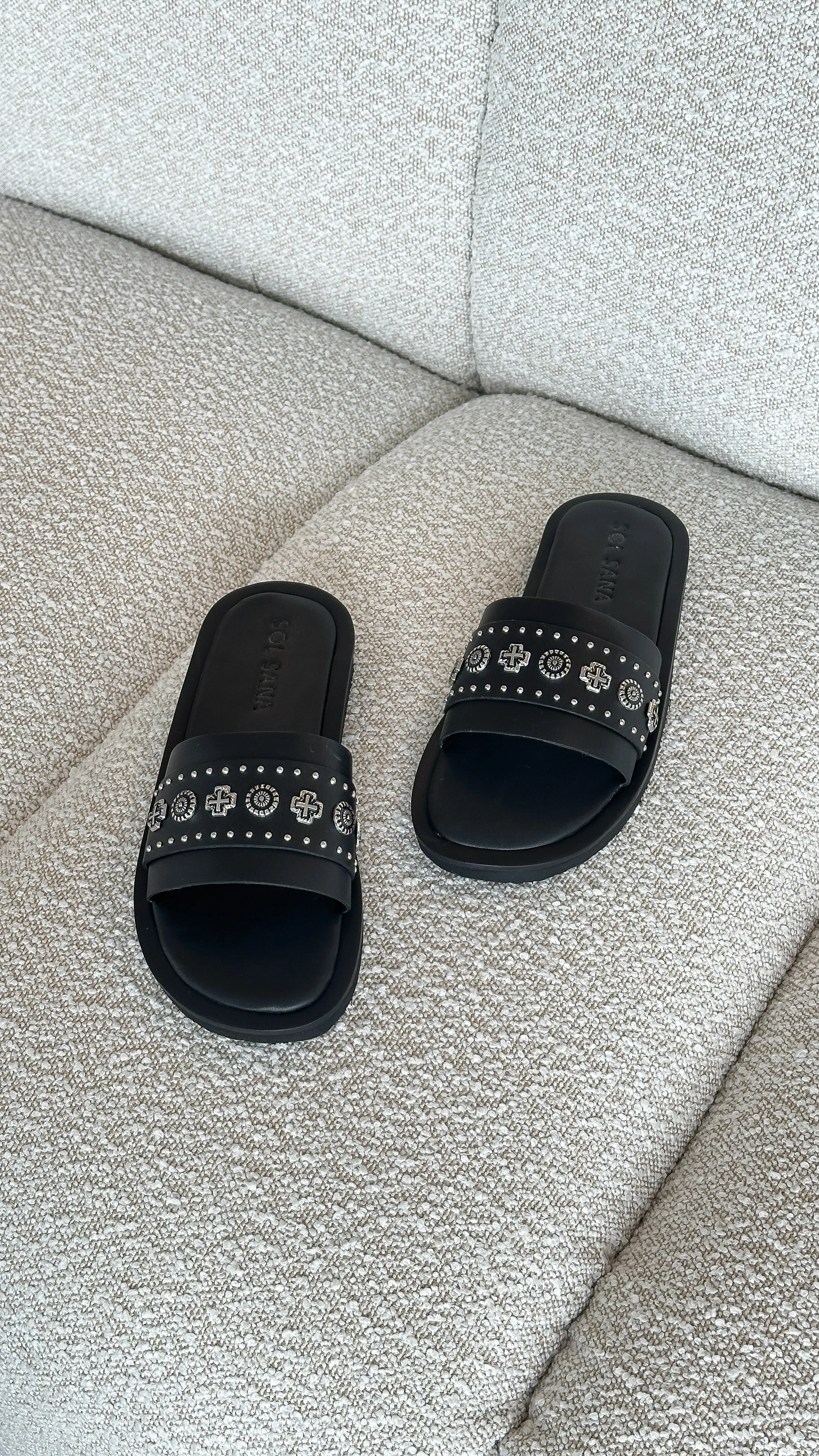 Sol Sana Cleo Slide - Black / Silver