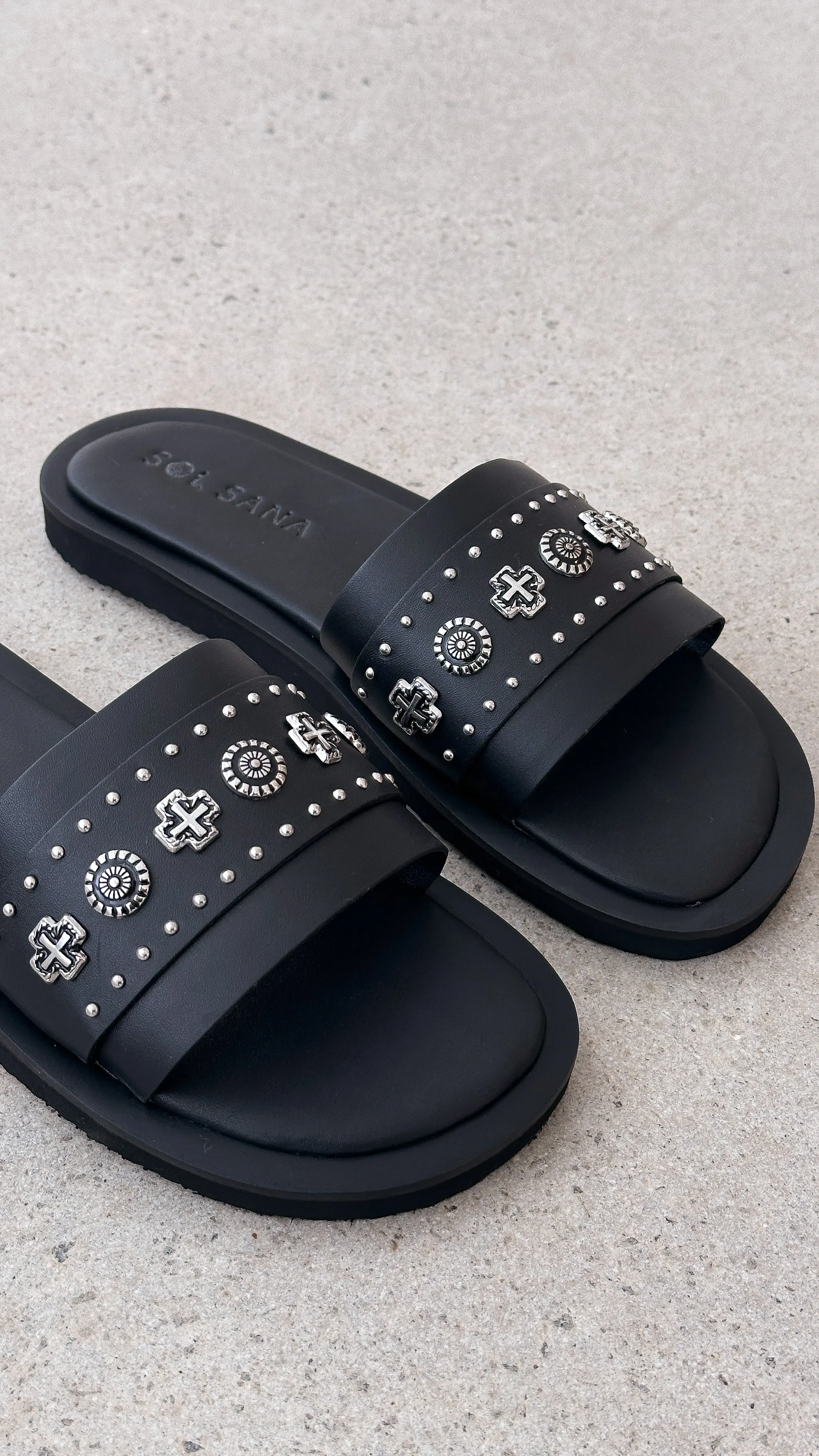 Sol Sana Cleo Slide - Black / Silver