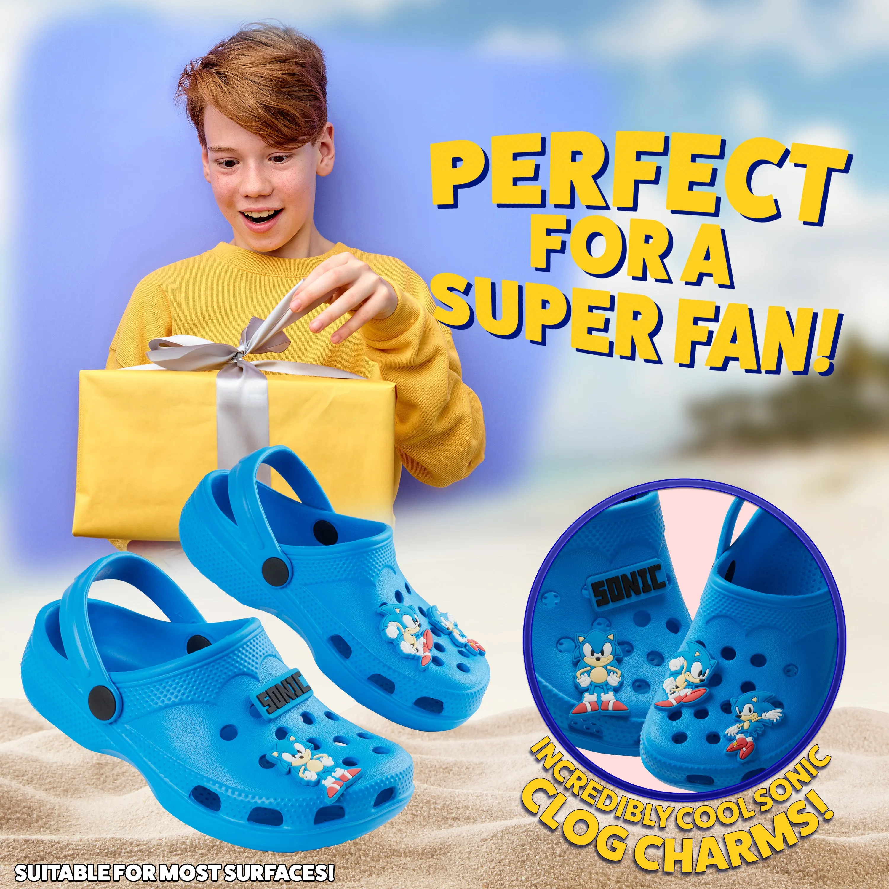 Sonic The Hedgehog Boys Clogs with Removable Rubber Charms