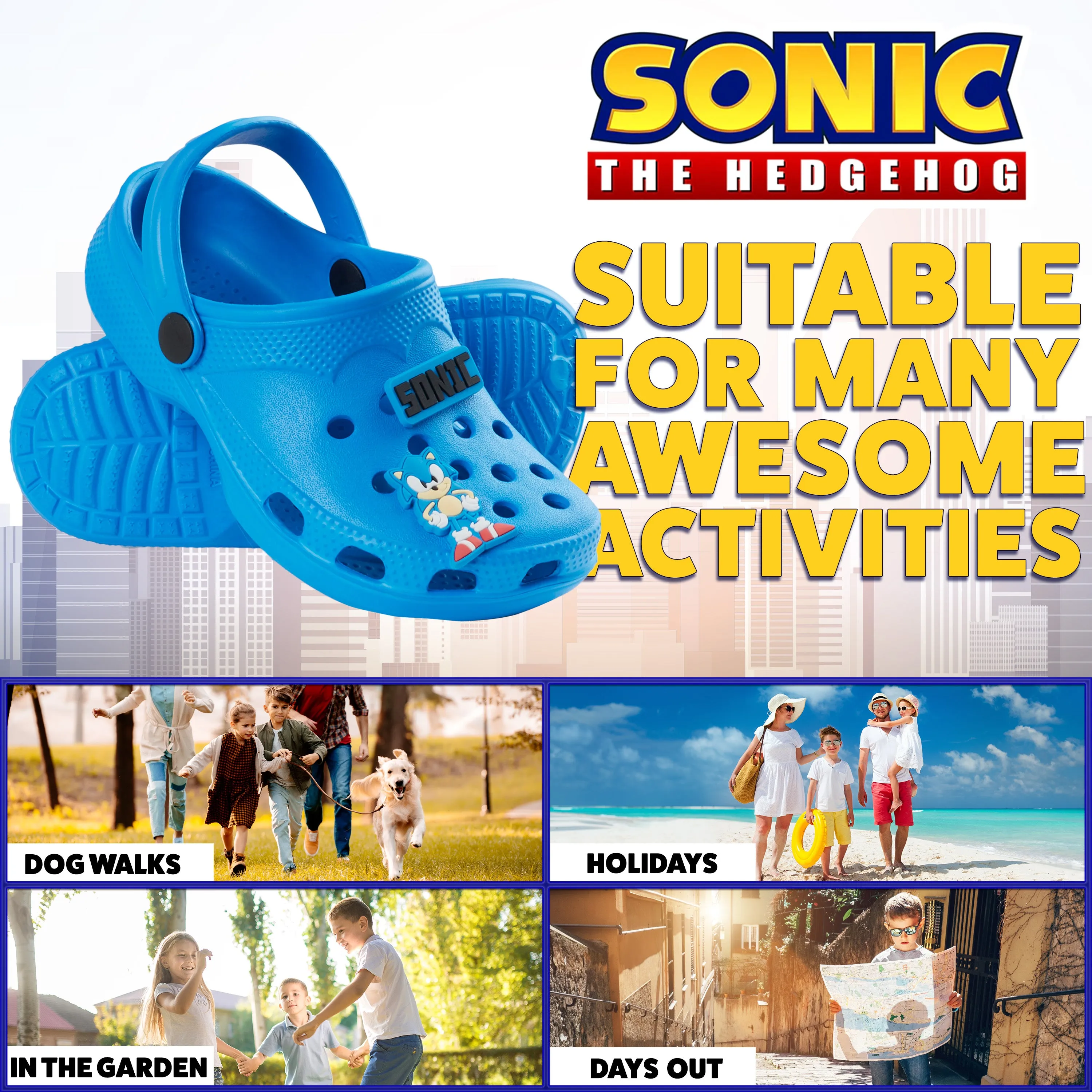Sonic The Hedgehog Boys Clogs with Removable Rubber Charms