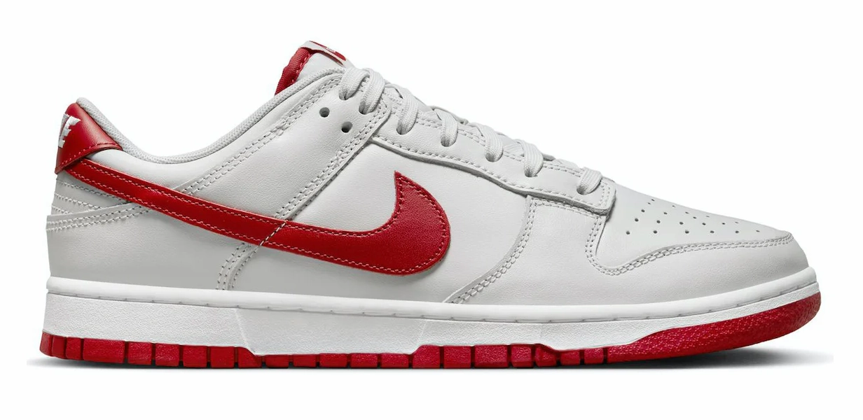 Nike Dunk Low "Vast Grey Varsity Red" (Myrtle Beach Location) medium widths snow running option