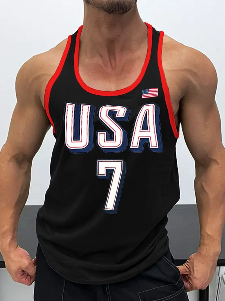 Sports USA #7 Printed Sleeveless Basketball Tank Top