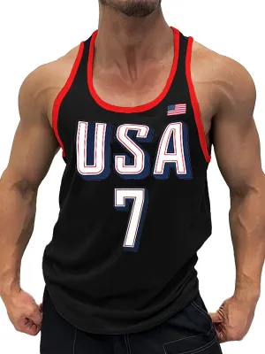 Sports USA #7 Printed Sleeveless Basketball Tank Top
