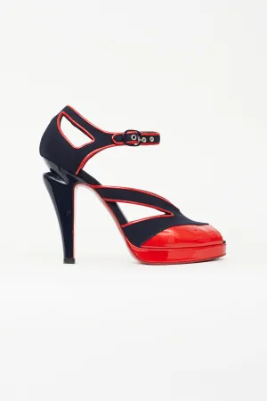 Spring 2008 Navy & Red Open Toe Heel